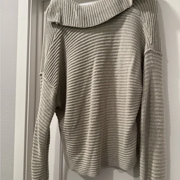 Free People V-Neck Striped Sweater in Cream-ish Grey - Picture 4 of 5